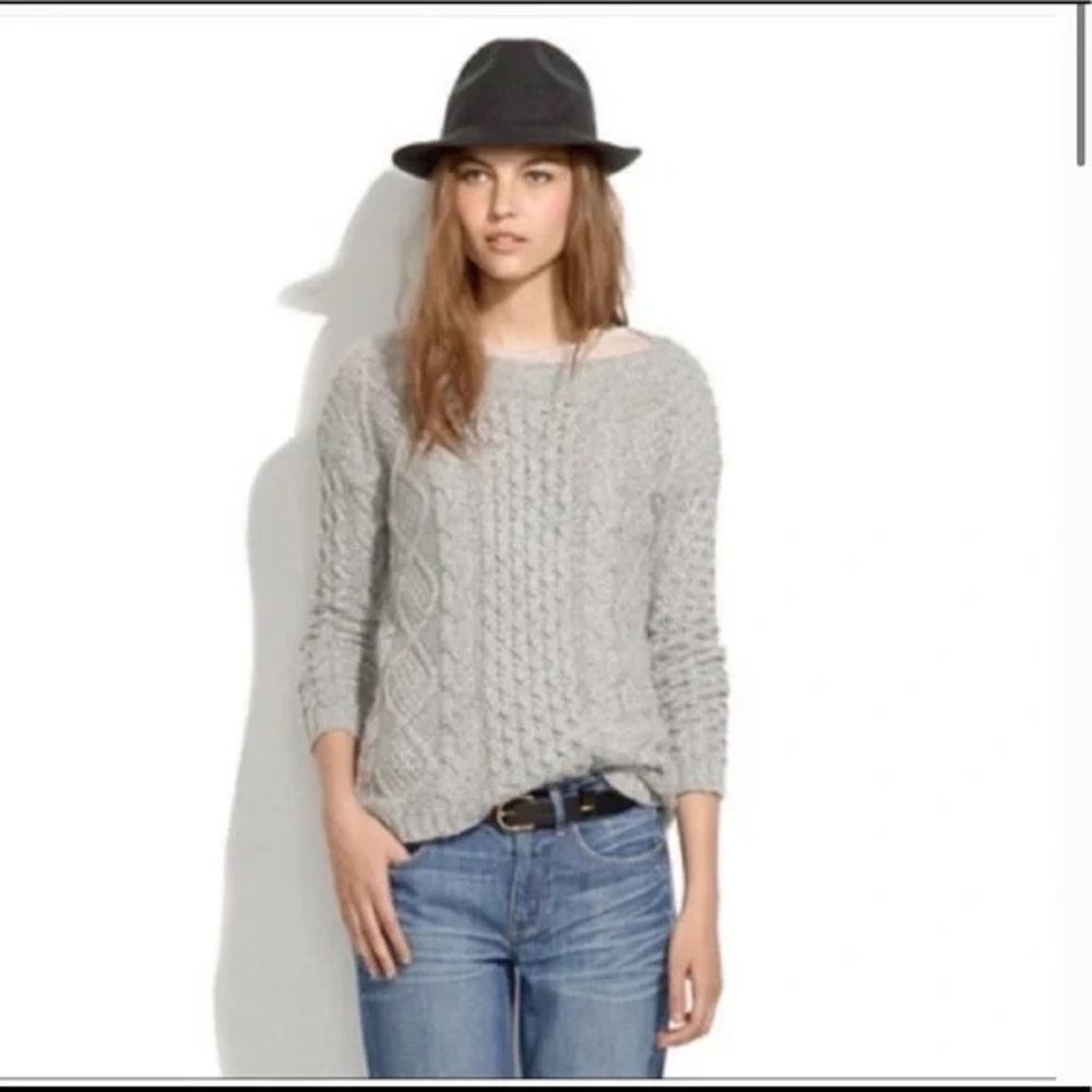 Gray Cable Knit Women's Sweater